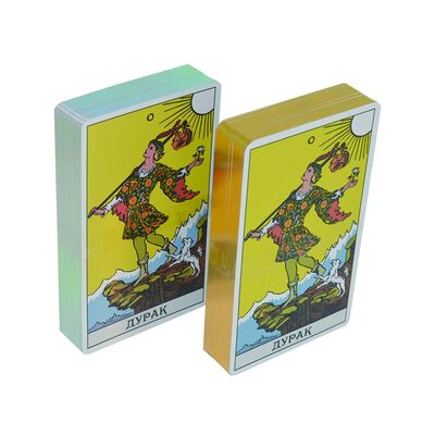 Custom Design Holographic Gold Edge Tarot Cards with 57*87mm Size and Pamphlet Instruction